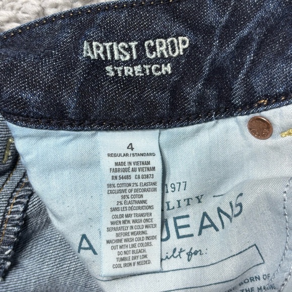 American Eagle Jeans Womens 4 Artist Crop Stretch Dark Wash Capri Pedal Pushers - Picture 3 of 4